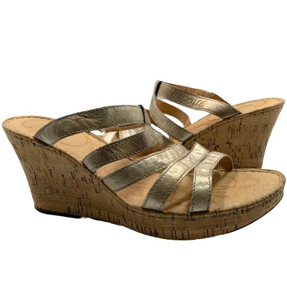 Gold Wedge Sandals - Picture 1 of 8